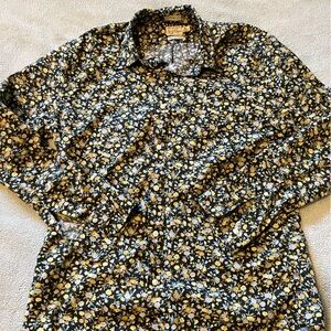 J. Crew blue and yellow floral long sleeve button down shirt